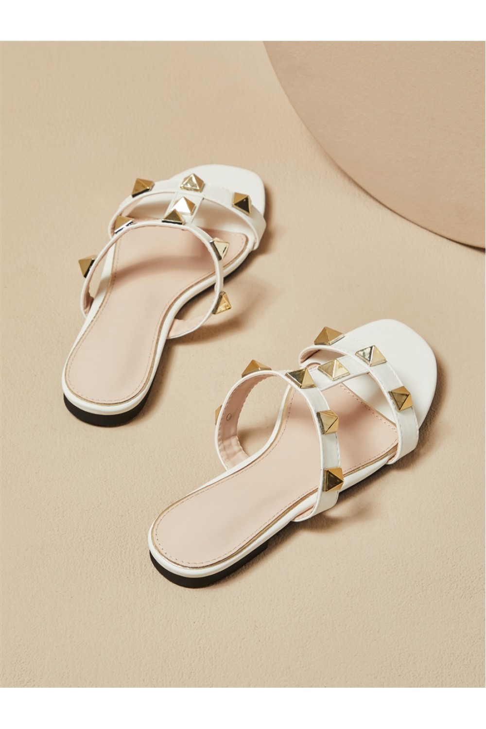 Hollow Rivet Stud Flat Sandal